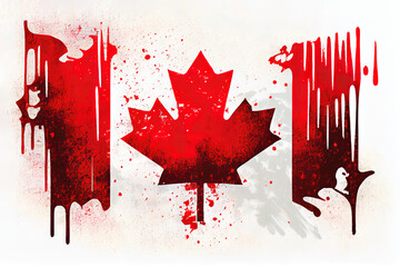Canada flag grunge painted background. Generative Ai