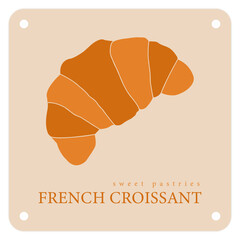 Simple croissant homemade, croissant shop and bakery, pastry logo, badges, labels, icons and signs.
