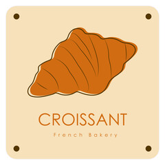 Simple croissant homemade, croissant shop and bakery, pastry logo, badges, labels, icons and signs.