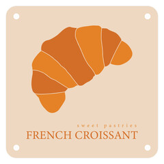 Simple croissant homemade, croissant shop and bakery, pastry logo, badges, labels, icons and signs.