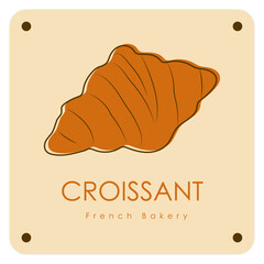 Simple croissant homemade, croissant shop and bakery, pastry logo, badges, labels, icons and signs.