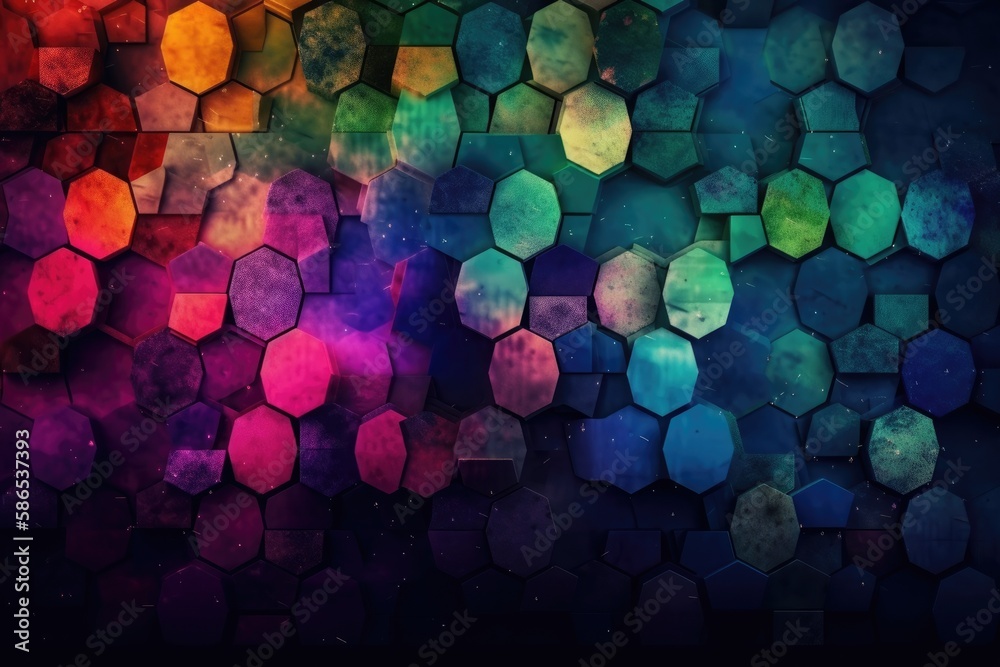 Poster vibrant abstract background with hexagonal shapes. generative ai