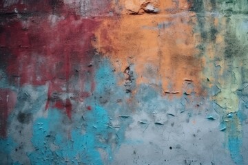 colorful graffiti-covered wall in an urban setting. Generative AI