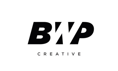 BWP letters negative space logo design. creative typography monogram vector