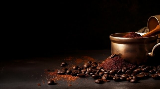 coffee background a corner in lateral. generative AI