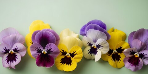 Pansy Flowers On Pastel Colored Wall Background | Generative AI Artwork