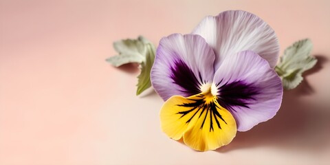 Fototapeta premium Pansy Flower On Pastel Colored Wall Background | Generative AI Artwork