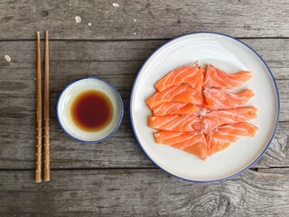 Fresh raw salmon Japanese food