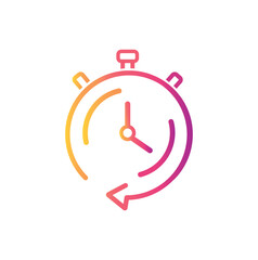 Clock with arrows in gradient colors.