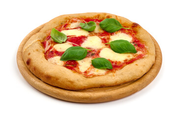 Pizza napoletana, italian traditional cuisine, isolated on white background.
