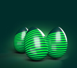 Easter egg, Happy easter card., transparent. Modern, technology, 3D illustration of easter eggs. Background
