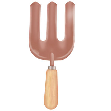 Vintage Gardening frok with Wooden Handle illustration. png transparent background. gardening tool.