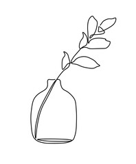 Flower one line drawing art. Continuous line drawing flowers in a vase. Concept hand drawing sketch line