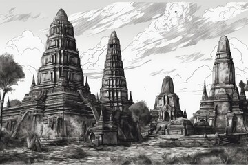 cityscape in black and white. Generative AI