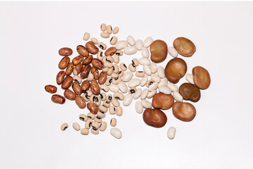 mix of beans legumes on white background