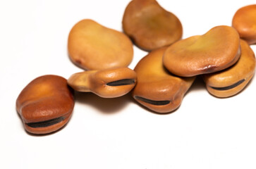 Brown fava beans isolated on white background