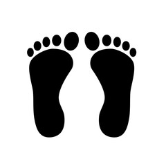 Foot print icon. Black on white Naked foot print simple icon vector. Flat design style stock vector illustration of foot.