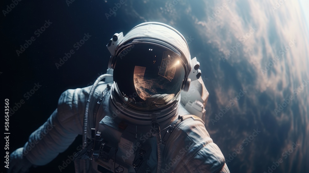 Canvas Prints space suits isolated on space background. ai generated.