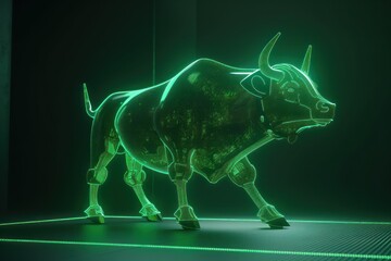 Obraz premium Bull running on fire. Business bull market concept. Ai generated