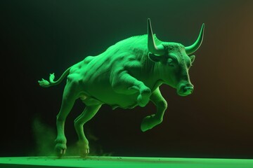 Bull running on fire. Business bull market concept. Ai generated