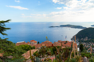 Eze village on a summer day. Coastal landscape. France