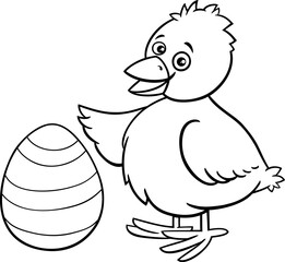 cartoon Easter chick with egg coloring page