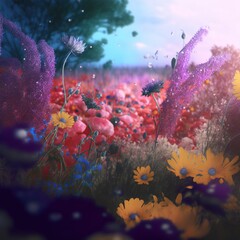 Flower field. AI generated