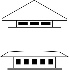 Buildings in the form of logopits or icons