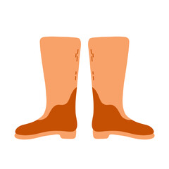 Rubber boots. Autumn shoes for walking in puddles. Boots of a gardener to work in the garden. Vector illustration