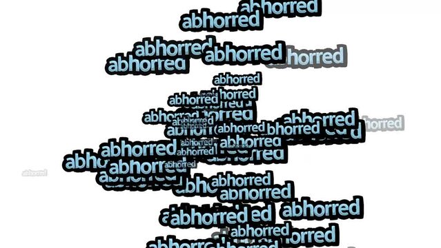 animated video scattered with the words ABHORRED on a white background