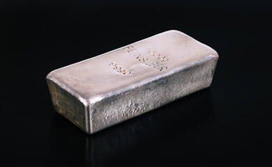 One kilogram cast silver bar, 32.15 troy ounces. Bullion bar of refined metallic silver....