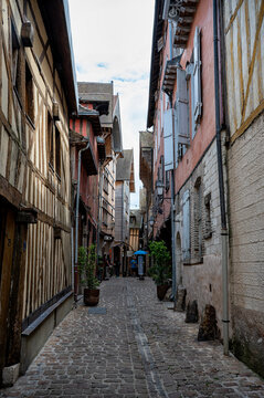 Fototapeta A street in the town of Troyes