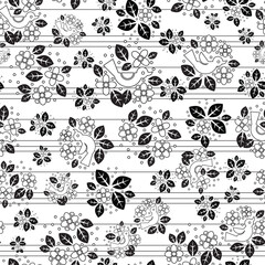 Cute and Simple Line Art Bird Seamless Surface Pattern Design