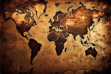 World Map with Earth Tones Backgroun. Generative AI