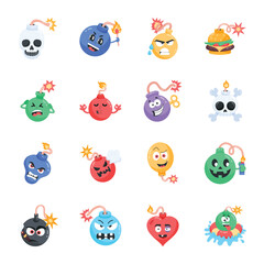 Cute Collection of Bombs Flat Stickers 

