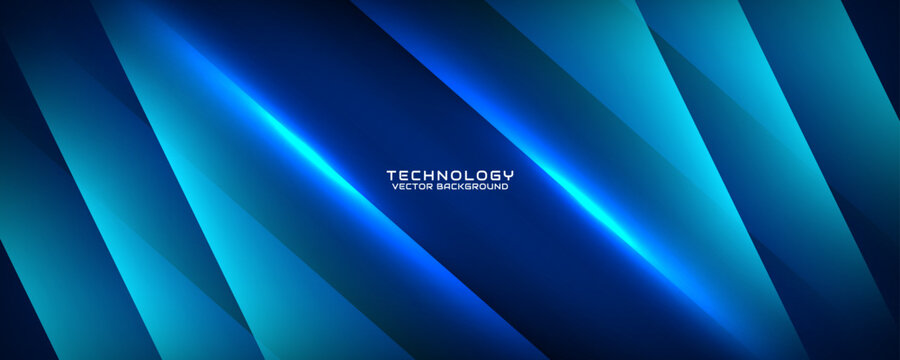 3D blue techno abstract background overlap layer on dark space with light line effect decoration. Modern graphic design element cutout style concept for banner, flyer, card, or brochure cover