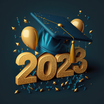 Graduation greeting 2023 3D design. AI Generated.