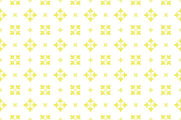 Flower geometric pattern. Seamless vector background. White and yellow ornament. Ornament for fabric, wallpaper, packaging. Decorative print