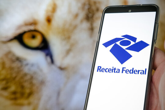  Nesta ilustra&ccedil;&atilde;o fotogr&aacute;fica, tela de um celular com imposto de renda da receita federal le&atilde;o.
