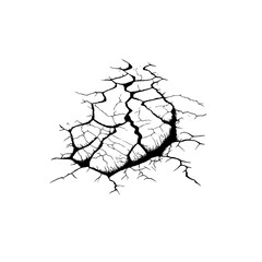 Split, crack and black hole in the wall or on the ground. Damage from natural disasters, earthquakes or drought. Catastrophe after the war.