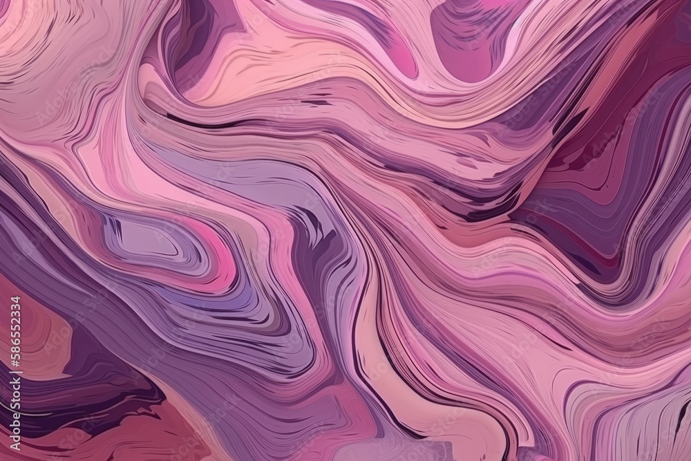 Sticker colorful abstract background with flowing waves in shades of purple and pink. Generative AI