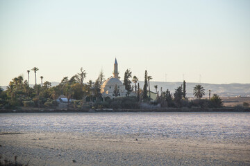 Beautiful view of the Hala Sultan Tekke, in Larnaca on the island of Cyprus