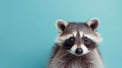 Fototapeta premium Raccoon banner. Copy space, background. Generative AI.
