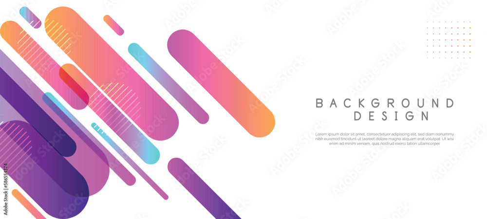 Sticker abstract pink and blue green orange stripes colors on white background. trendy geometric circle liqu