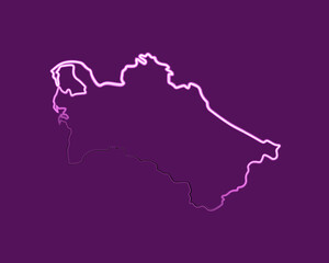 Vector isolated illustration of Turkmenistan map with neon effect.