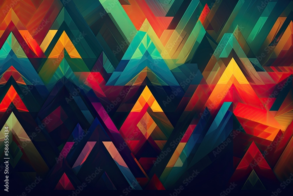 Poster vibrant and dynamic abstract background with a variety of shapes and colors. generative ai