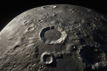 Lunar surface illustration, space background, science concept. Generative AI