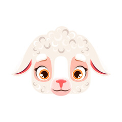 Cartoon sheep or lamb kawaii square animal face. Cute farm creature, baby jumbuck portrait. Isolated vector ewe or mutton character. App button, icon, graphic design element