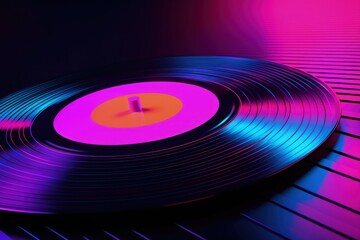 Retro style vinyl record illustration, vaporwave. Generative AI