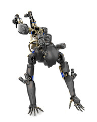 super robot is doing parkour